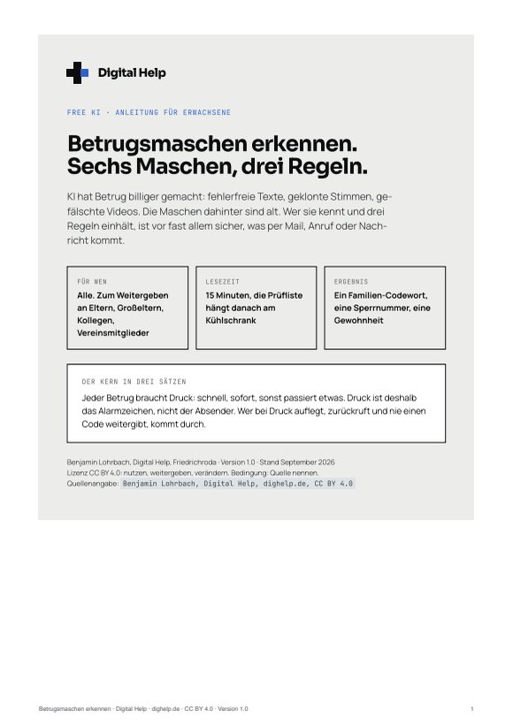 Titelseite: Anleitung Betrugsmaschen erkennen