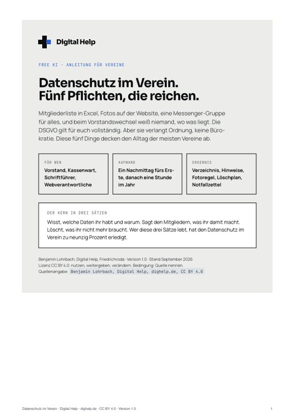 Titelseite: Anleitung Datenschutz im Verein
