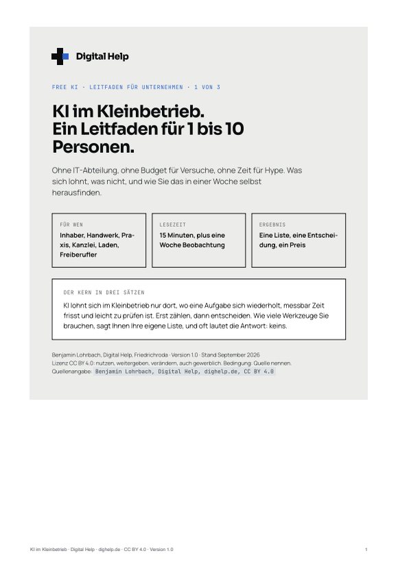 Titelseite: Leitfaden KI im Kleinbetrieb