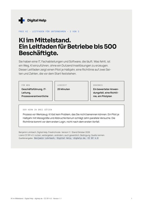Titelseite: Leitfaden KI im Mittelstand